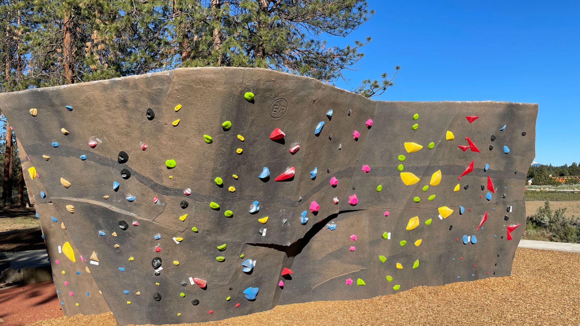 a bouldering structure at alpenglow park