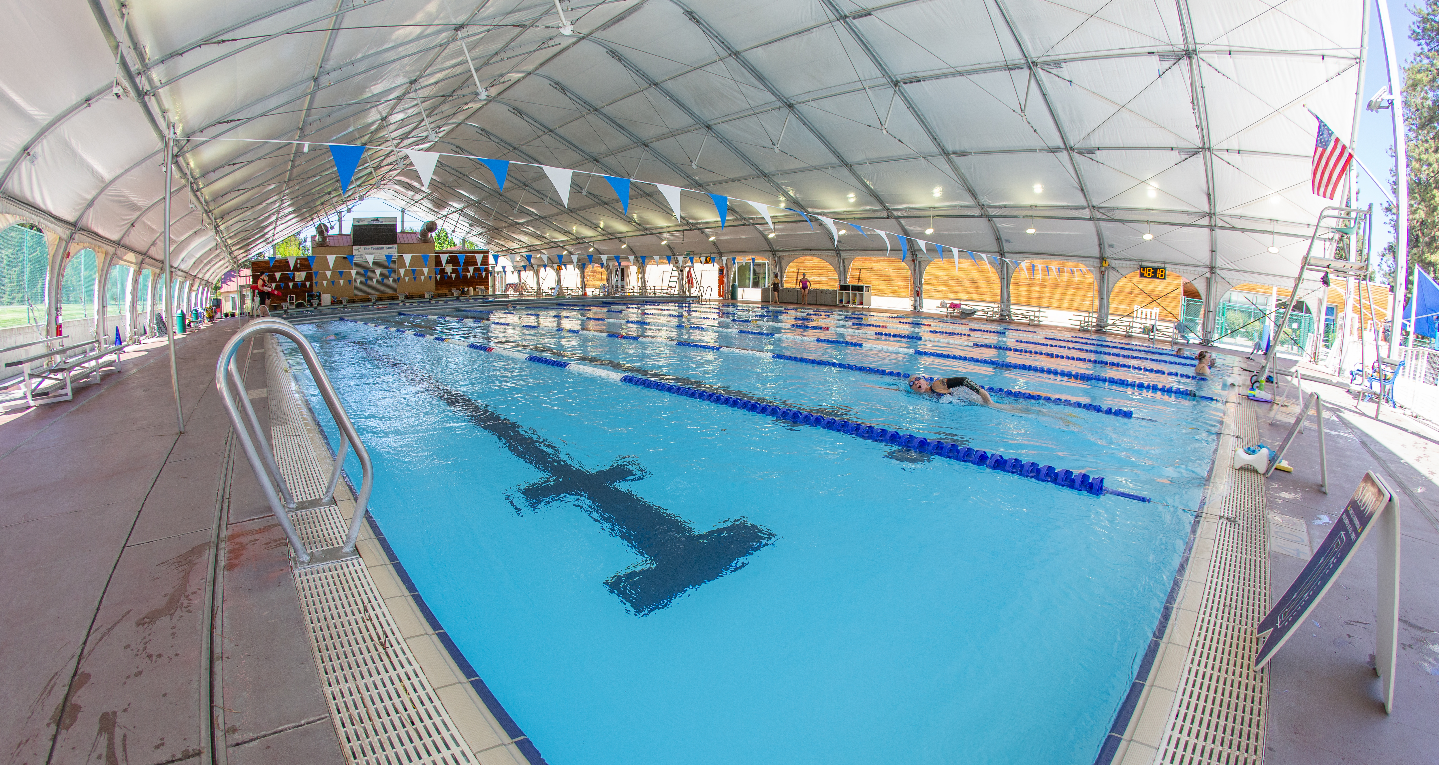 Image of a patron swimming at the Juniper Lap Pool