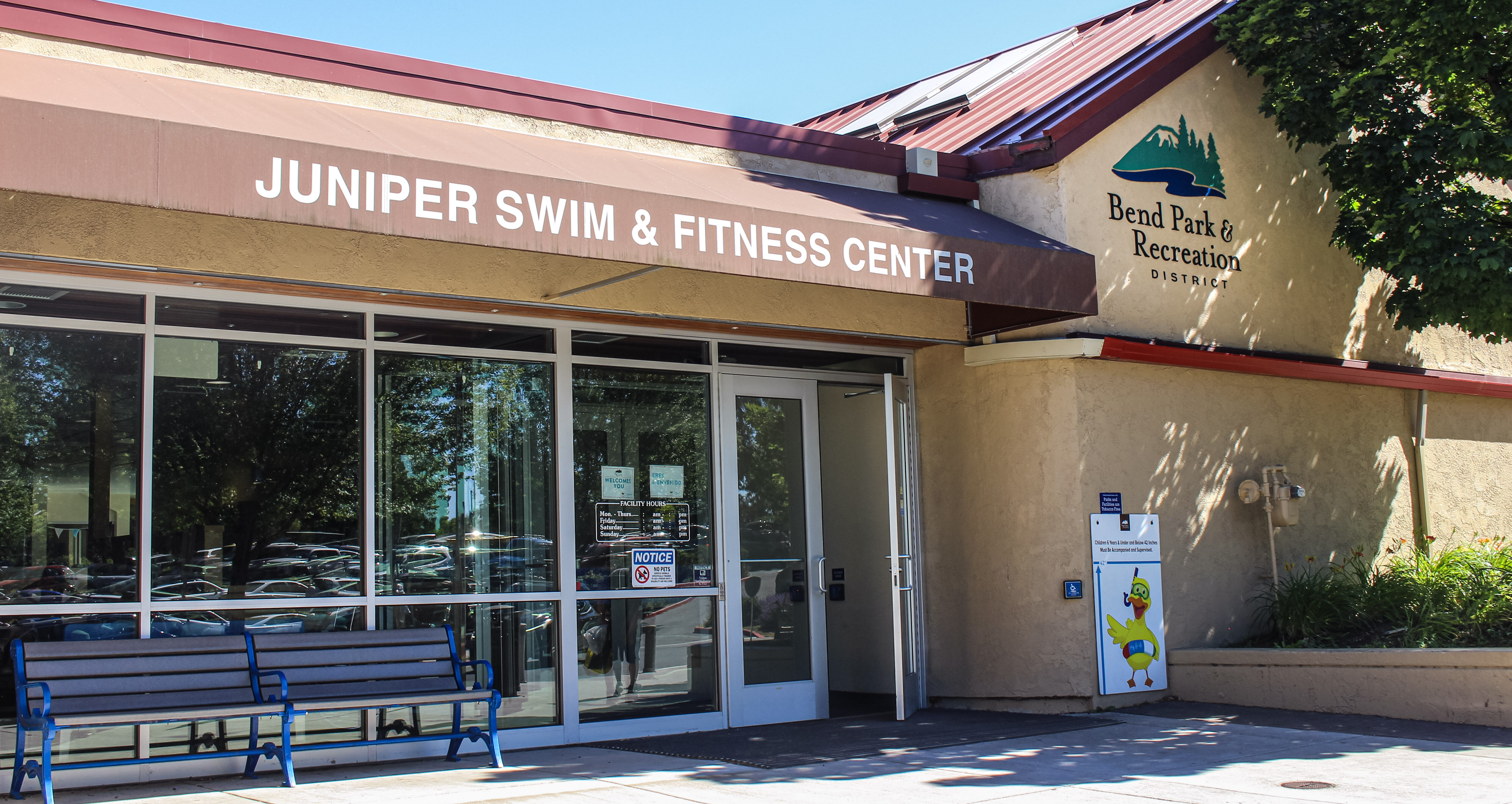 Photo of the entrance of Juniper Swim & Fitness Center
