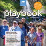 Playbook cover featuring Therapeutic Recreation hiking group in front of waterfall