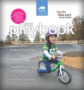 Spring-Summer 2023 Playbook cover featuring child on bike at Big Sky Bike Park