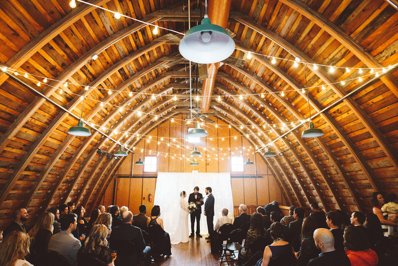 Hollinshead Barn - Upstairs Wedding Ceremony Couple