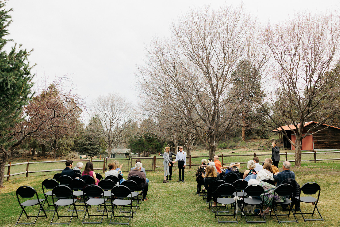 Hollinshead Barn - Outdoor Ceremony with Couple and Guests