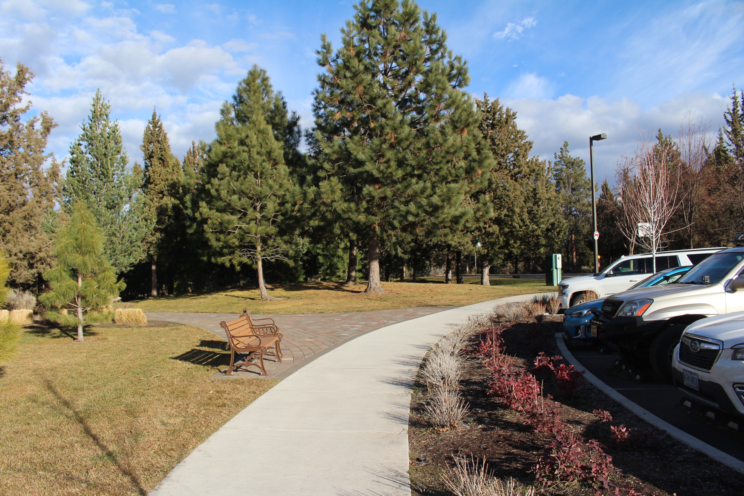 Area next to the basketball court projected for the future site of the Art Station with parking view