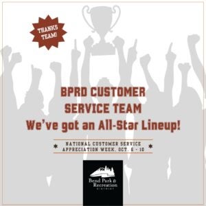 Promotional image for customer service appreication week featuring sports-themed graphics.