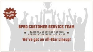 Promotional image for Customer Service Appreication Week featuring sports themed graphics.