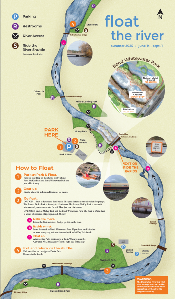 Brochure map of the Float the River system