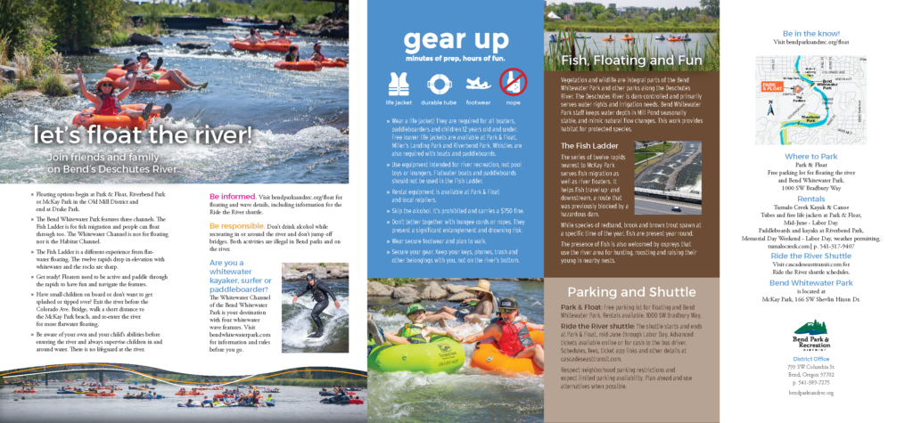 screenshot of BPRD's river floating guide brochure